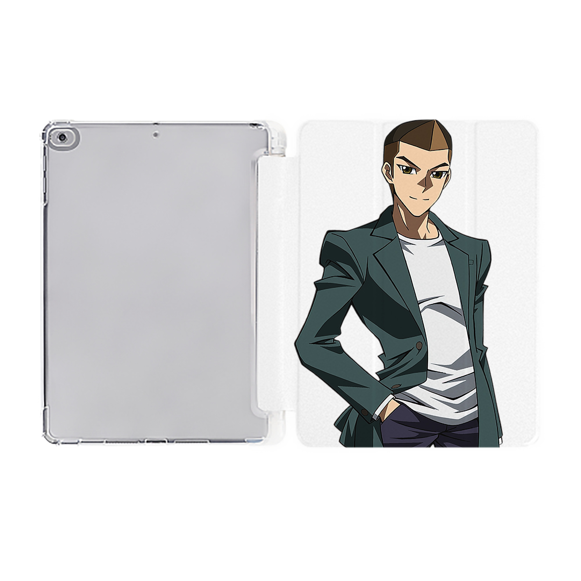 （画像用） 遊☆戯☆王 Yu-Gi-Oh! IPad ケース ペン収納付き 三つ折りスタンド PUレザー×シリコン 対応機種9.5/10.5/10.9インチ